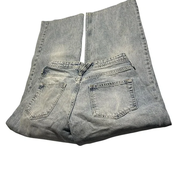 We The Free Relaxed Straight Wide Leg Button Fly Crop Jeans Sz 30 - Picture 7 of 12
